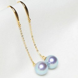 Boucles d'Oreilles Perles d'Akoya Bleues 7,5-8 mm AAA en Or 18k