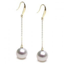 Boucles d'Oreilles Or 18k et perles d'Australie blanches AAA