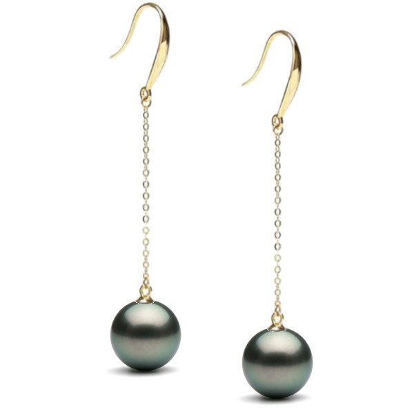 Boucles d'Oreilles Or 18 carats Perles noires de Tahiti