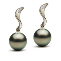 Boucles d'oreilles en Argent 925 zirconiums perles de Tahiti