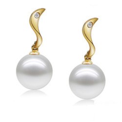 Boucles d'Oreilles Or 18k de Perles d'Akoya AAA diamants