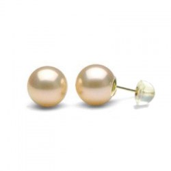 Boucles d'Oreilles Perles d'Eau Douce Métalliques Pêche doré 8-9 mm DOUCEHADAMA Or 18k silicone