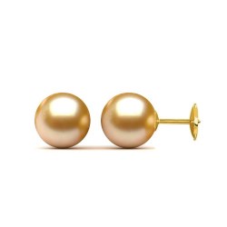 Boucles d'Oreilles perles d'Akoya dorées 6 à 6,5 mm sur système ALPA Or Jaune 18k