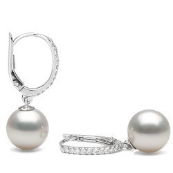 Boucles Or 14k et Diamants et perle d'eau douce DOUCEHADAMA