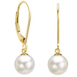 Boucles d'Oreilles Dormeuses Or 18k Perles d' Akoya blanches