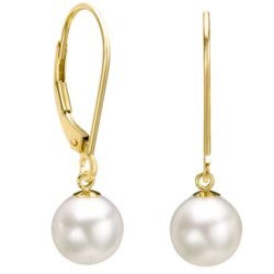 Boucles d'oreilles Dormeuses Or 18k avec perles d'Eau Douce qualité Doucehadama