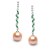 Boucles d'Oreilles Argent 925, Zirconiums Tourmalines vertes Perles DOUCEHADAMA