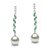 Boucles d'Oreilles Argent 925 Zirconiums Tourmalines vertes Perles d'Eau Douce AAA