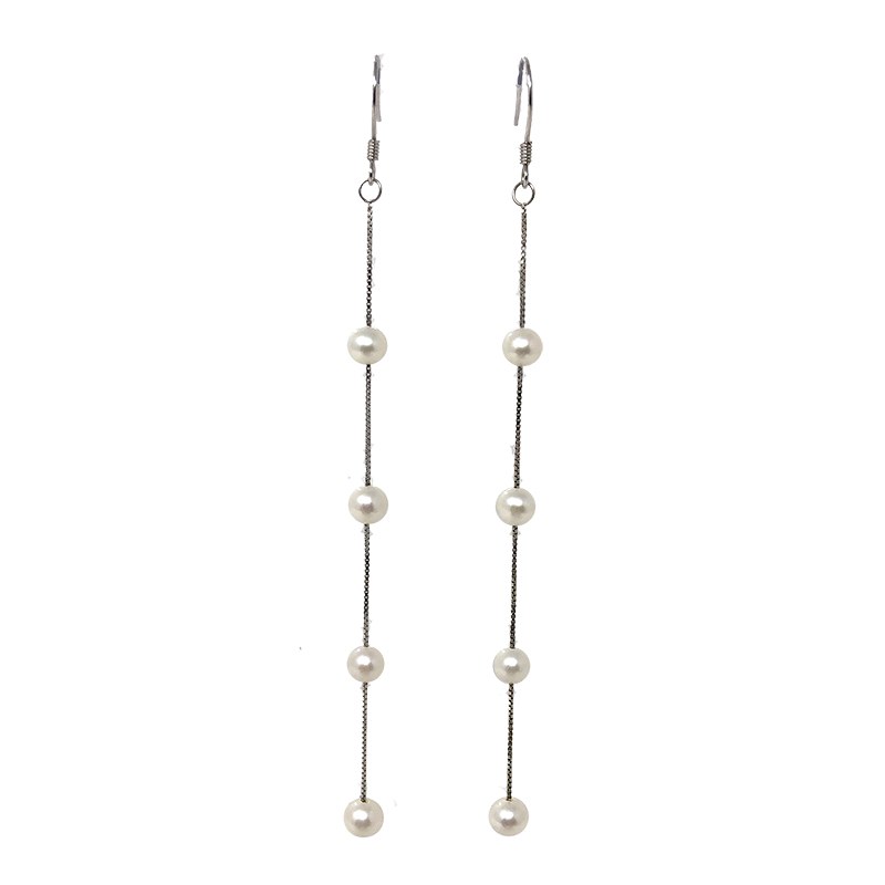 Boucles d'Oreilles Argent 925 Perles de Culture d'Eau Douce 5-6 mm AAA