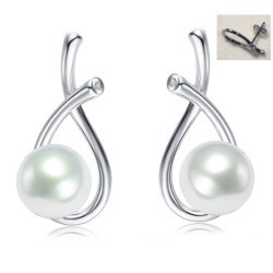 9-10 mm Genuine White Akoya Freshwater Pearl 925 Argent Sterling Boucles D'oreilles Clou 