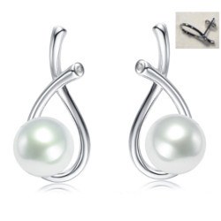 Boucles d'Oreilles Argent 925, Zirconiums et Perles d'Akoya blanches