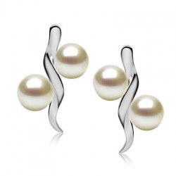 Boucles d'Oreilles Argent 925 avec 4 perles d'Eau Douce 6 à 7 mm AAA