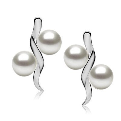 Boucles d'Oreilles Argent 925 avec 4 perles d'Eau Douce 6 à 7 mm AAA