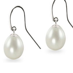 Boucles d'Oreilles Argent 925 Perles d'Eau Douce Gouttes AAA