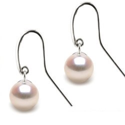 Boucles d'Oreilles Argent 925 de Perles d'Akoya blanches