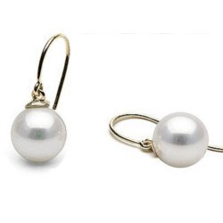 Paire de Boucles d'Oreilles Or 18k de Perles d'Akoya blanches