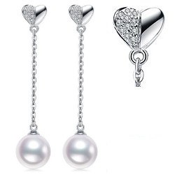 Boucles d'Oreilles Argent 925, Zirconiums et Perles d'Eau Douce DOUCEHADAMA