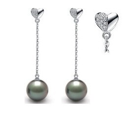 Boucles d'Oreilles Or 18k Perles de Tahiti diamants