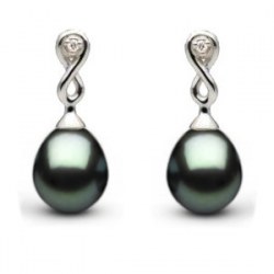 Boucles d'oreilles en or 14 carats, diamants perles de Tahiti Goutte AAA