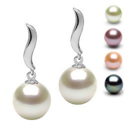 Boucles d'Oreilles Or 18k de Perles d' Eau Douce AAA