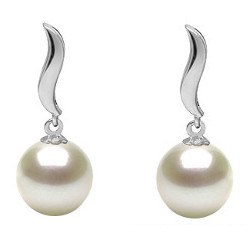 Boucles d'Oreilles Argent 925 de Perles d'Akoya blanches