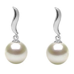 Boucles d'Oreilles Or 18k de Perles d'Akoya blanches