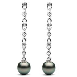 Boucles d'Oreilles Or 18k Diamants et Perles de Tahiti AAA