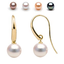Boucles d'Oreilles Or 18k Perles de culture d'Eau Douce AAA