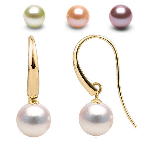 Boucles d'Oreilles Or 18k de Perles d' Eau Douce DOUCEHADAMA