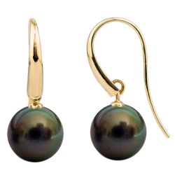 Boucles d'Oreilles Or 18 carats Perles noires de Tahiti
