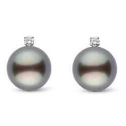 Boucles d'Oreilles Or 18k Diamants perles de Tahiti de qualité AAA