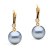 Boucles d'Oreilles Or 14k Diamants Perles d'Akoya bleues argentées 8-8,5 mm AAA
