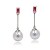 Paire de boucles d'Oreilles Or 18k 2 rubis, perles d'Akoya blanches 9,0 à 9,5 mm