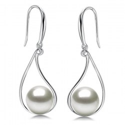 Boucles d'Oreilles en Argent 925 avec perles d'Eau Douce 8-9 mm DOUCEHADAMA