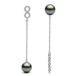 Boucles d'Oreilles Or Gris 18k Perles de Tahiti et diamants