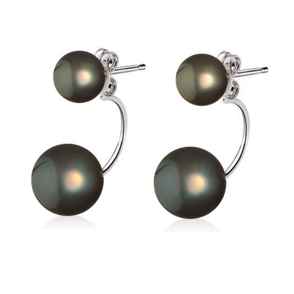 Boucles d'Oreilles Argent 925 avec Perles de tahiti 2x8-9 mm et 2x10-11 mm