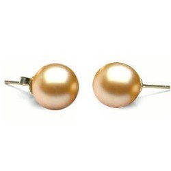 Boucles d'Oreilles de perles d'Akoya dorées 8-8,5 mm AAA