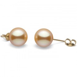 Boucles d'Oreilles or 14k perles dorées des Philippines de 10 à 11 mm AAA
