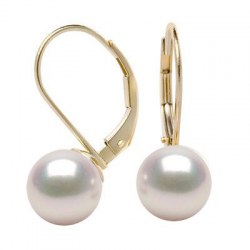 Boucles d'Oreilles Or 14k perles d'Akoya HANADAMA blanches
