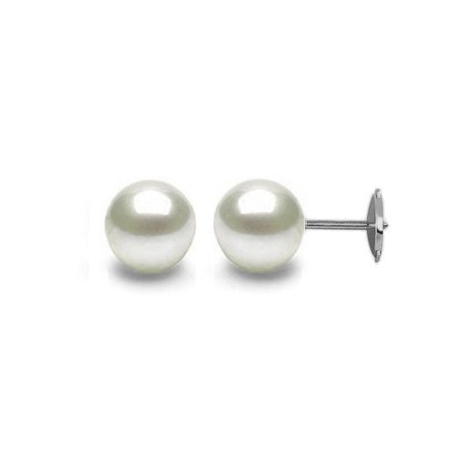 Boucles d'Oreilles perles d'Eau Douce blanches 8-9 mm DOUCEHADAMA système Guardian