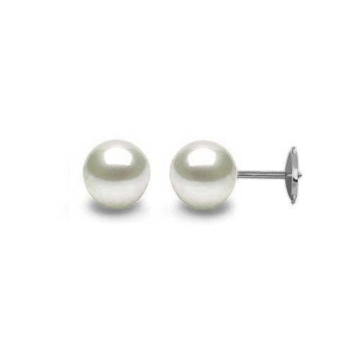 Boucles d'Oreilles perles d'Eau Douce blanches 7-8 mm sur système Guardian