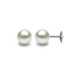 Boucles d'Oreilles perles d'Eau Douce blanches 9-10 mm DOUCEHADAMA système Guardian