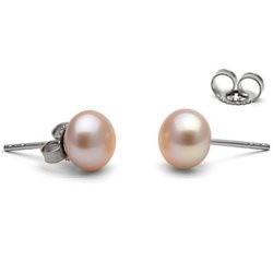Paire de boucles d'Oreilles de perle d'Eau Douce Pêche 7 à 8 mm AA+ (bouton)