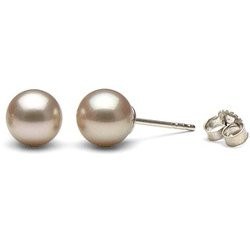 Boucles d'Oreilles or 14k perles d'Eau Douce Métalliques Lavande 7-8 mm DOUCEHADAMA