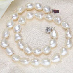 Collier 45 cm de perles d'eau douce Baroques de 10 à 11 mm Blanches ou Pêche