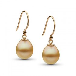 Boucles d'oreilles Or 18k avec perles gouttes dorées des Philippines AAA