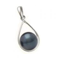 Pendentif en Or 18k et perle d'Eau Douce Noire 7-8 mm AAA