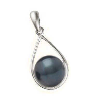 Pendentif en Or 18k et perle d'Eau Douce Noire 7-8 mm AAA