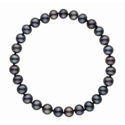 Bracelet de perles d'eau douce noires 8 à 9 mm sur fil élastique