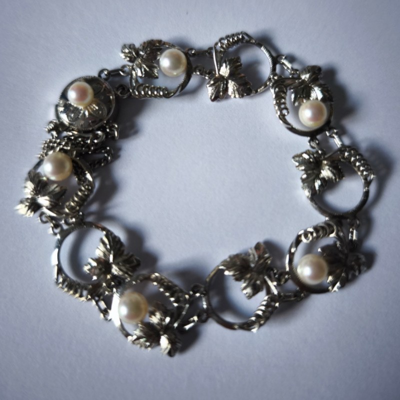 Bracelet 18 cm en argent 925 Sterling avec 6 petites perles d'eau douce